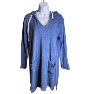 Lexington Clothing Company Women's‎ Blue Terrycloth Tunic Hoodie Size M Comfy